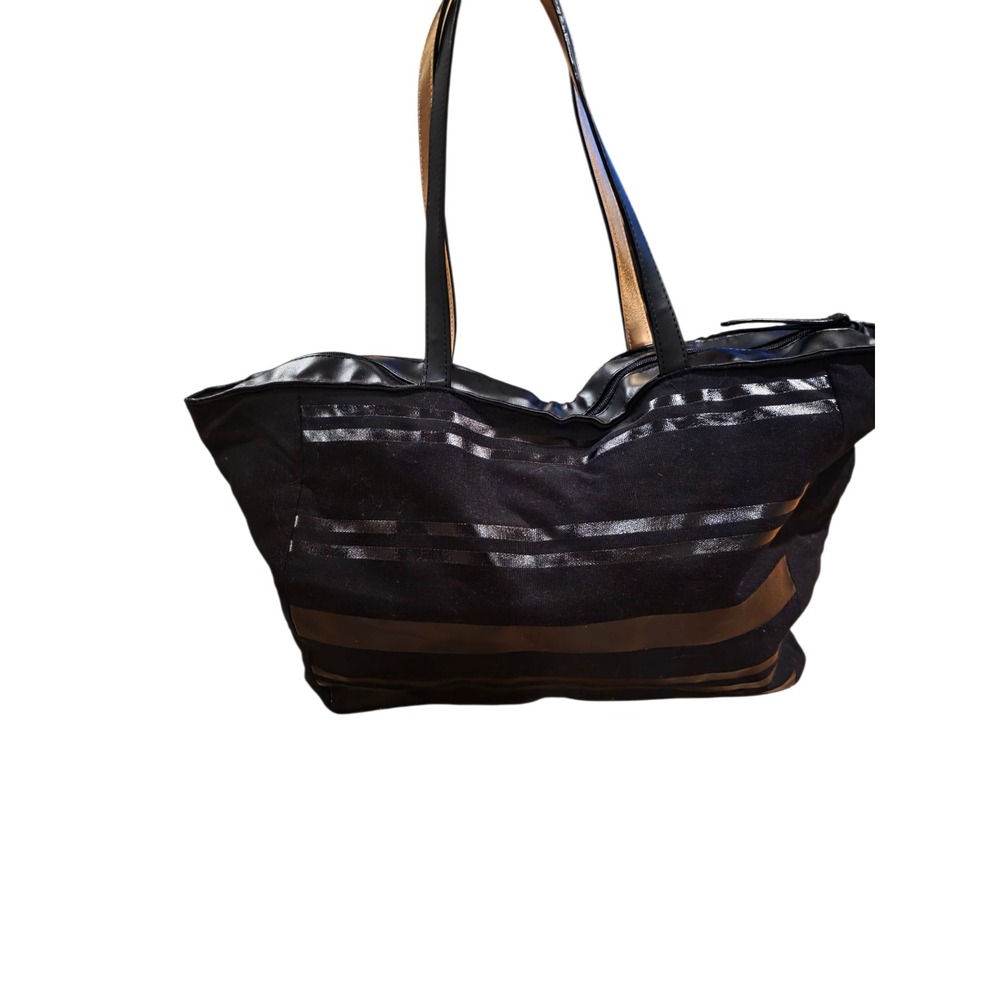VS Lace up corset black Tote Bag Purse with Stripe Detail and Rose Gold Grommets - Picture 4 of 5